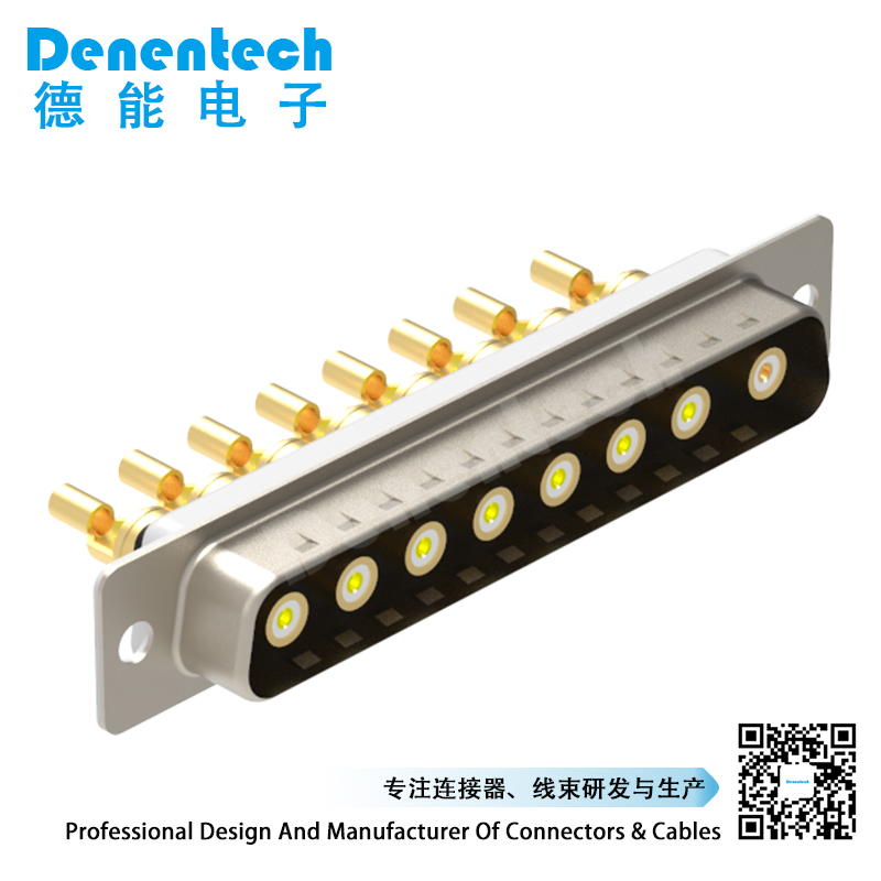 Denentech Solid pin gold-plated 8W8 high power DB connector male coaxial power supply connector solder d-sub connector